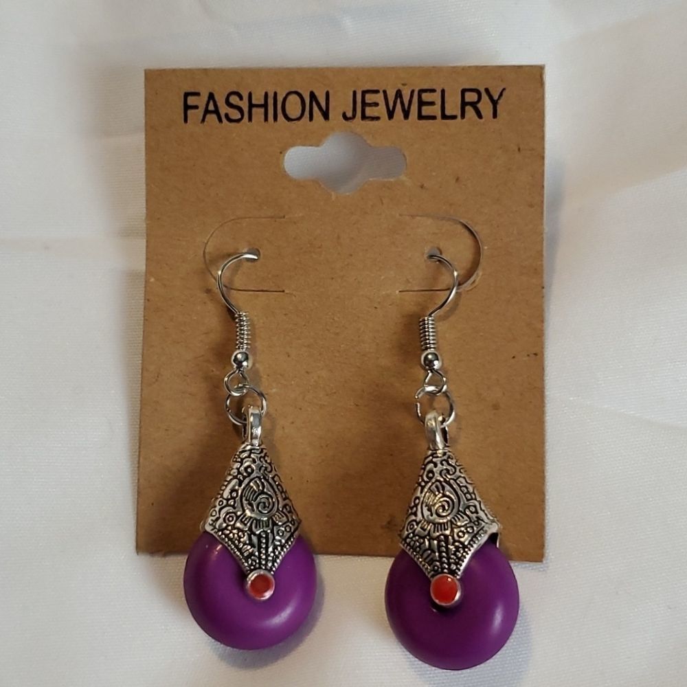 NEW Aztec Metal and Marble Look Earrings